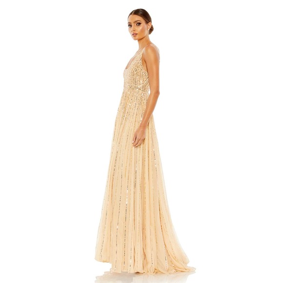 Mac Duggal Sequin Plunge Neck Maxi Evening Gown in Sunset NEW Size 6 - Picture 16 of 16